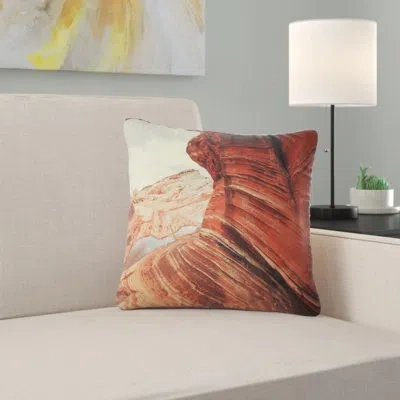 Design Art Vermillion Cliffs Lake View - Landscape Printed Pillow In Red