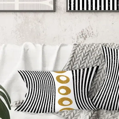 Design Art Vertical Retro Geometrical Pattern I - Mid-century Modern Printed Throw Pillow