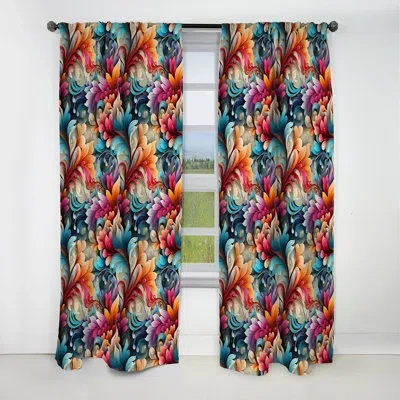 Design Art Vibrant Blue Flower Garden Elegance I - Floral Curtain - Blackout Floral Curtain - 1 Panels