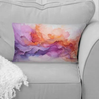 Design Art Vibrant Swirls - Abstract Spirals Printed Throw Pillow In Orange;purple