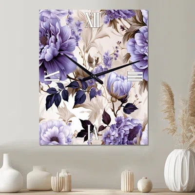 Design Art Victorian Elegance Soft Lavender Blossom - Floral  Metal Wall Clock In Purple
