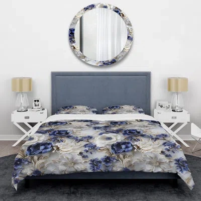 Design Art Victorian Opulence Marble Pattern I Bedding In White;purple