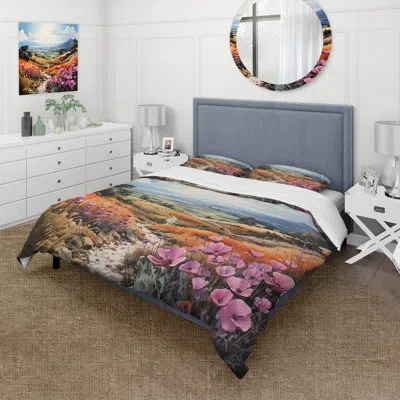 Design Art Vietnam Da Lat Flower Fields Ii Beddingmicrofiber / Polyester Duvet Cover Set In Purple
