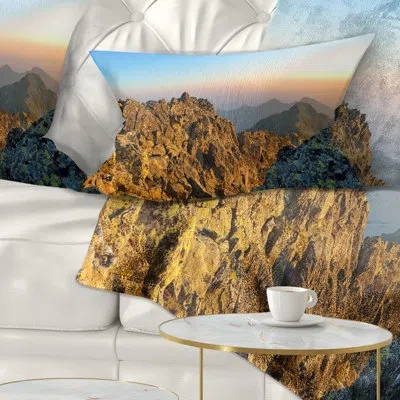 Design Art View From Baranie Rohy Peak Landscape Photo Lumbar Pillow