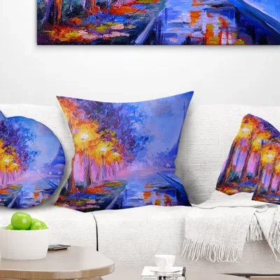 Design Art View Of Paris Eiffel Tower - Landscape Printed Pillow In Blue;yellow