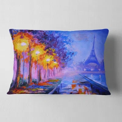 Design Art View Of Paris Eiffel Tower - Landscape Printed Throw Pillow