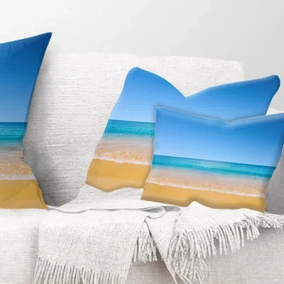 Design Art View Of Tropical Beach Seashore Photo Lumbar Rectangular Pillow Cover & Insert In Blue