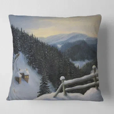 Design Art View On Snowy Mountaintops Square Pillow Cover And Insert In Black