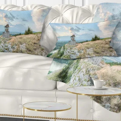 Design Art View Tower On Hill Panorama - Landscape Printed Throw Pillow