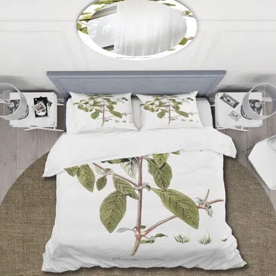 Design Art Vintage American Flora Iv - Traditional Duvet Cover Set - Microfiber Polyester In Brown,green,white