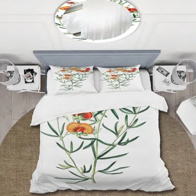 Design Art Vintage American Flora Viii - Traditional Duvet Cover Set - Microfiber Polyester In Yellow,green,white;yellow,green,white
