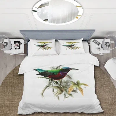 Design Art Vintage Australian Birds Xv - Traditional Duvet Cover Set - Microfiber Polyester In Yellow