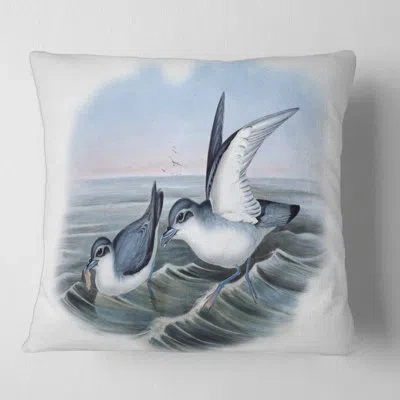 Design Art Vintage Bird Life X - Traditional Printed Pillow In Blue;blue