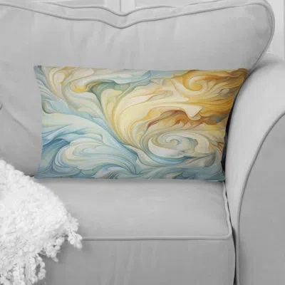 Design Art Vintage Blue And Orange Wave Elegance Iii - Abstract Shapes Printed Throw Pillow In Blue;orange