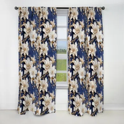 Design Art Vintage Charm Marble Pattern Iii - Abstract Marble Marble Blackout Curtain - 1 Panels In Blue;white