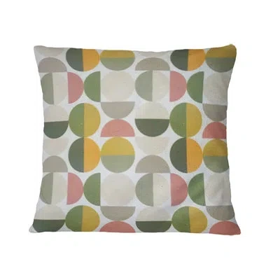 Design Art Vintage Circular Design I - Mid-century Modern Printed Throw Pillow In Green;gold