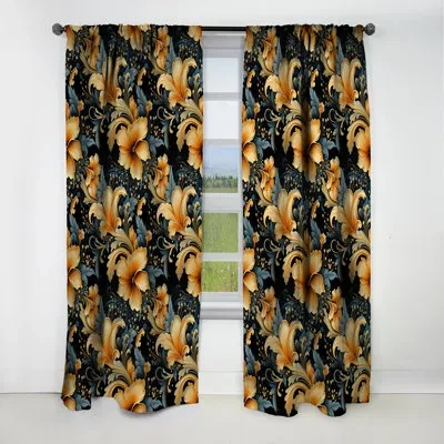 Design Art Vintage Elegance Paisley Pattern Iii - Floral Curtain - Blackout Floral Curtain - 1 Panels In Green;yellow