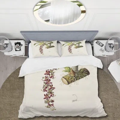 Design Art Vintage Flower Ii - Traditional Duvet Cover Set - Microfiber Polyester In Green,yellow,white;green,yellow,white