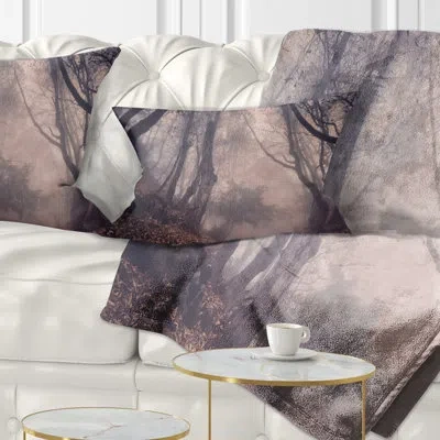 Design Art Vintage Foggy Forest Trees - Landscape Printed Pillow