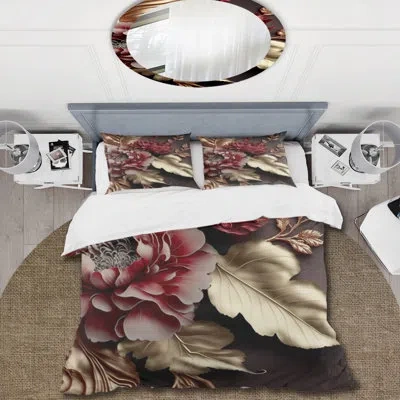 Design Art Vintage Glam Rose Ii Beddingmicrofiber / Polyester Duvet Cover Set In Beige;pink