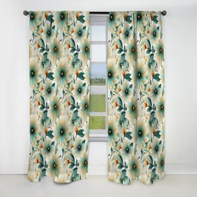 Design Art Vintage Glamour Sophisticated Flowers I - Glam Feather Abstract Blackout Curtain - 1 Panels In Green;beige