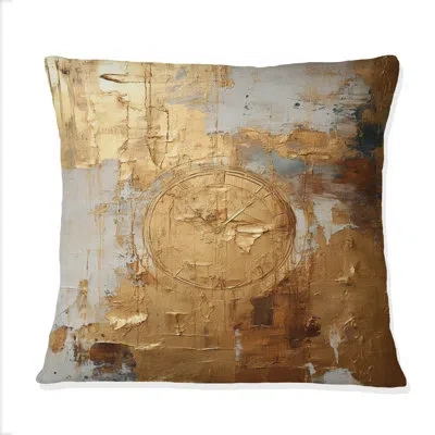 Design Art Vintage Gold Togetherness Ii - Abstract Painting Printed Throw Pillow