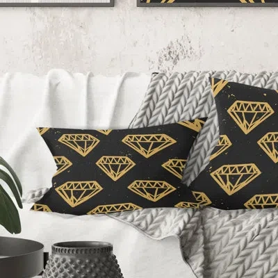 Design Art Vintage Golden Diamonds - Mid-century Modernprinted Throw Pillow