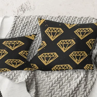 Design Art Vintage Golden Diamonds - Mid-century Modernprinted Throw Pillow