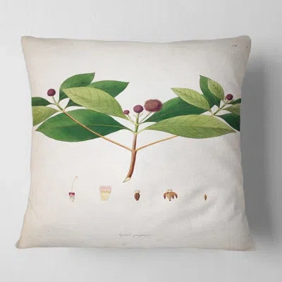 Design Art Vintage London Plants X - Farmhouse Printed Pillow In Green