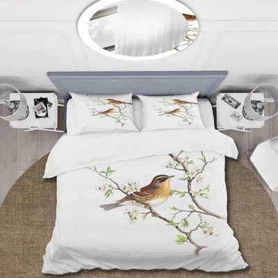 Design Art Vintage Mammals Ii - Farmhouse Duvet Cover Set - Microfiber Polyester In Brown,green,white;brown,green,white
