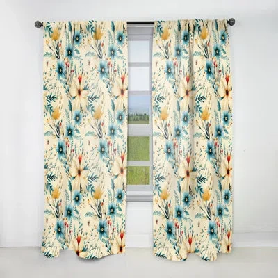 Design Art Vintage Nomad Boho Pattern - Abstract Boho Curtain - Velvet Room Darkening - 1 Panel In Blue