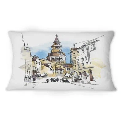 Design Art Vintage Old Europe View I -1 Vintage Printed Throw Pillow