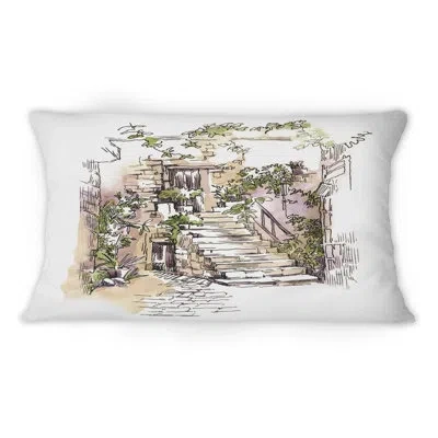 Design Art Vintage Old Europe View V -1 Vintage Printed Throw Pillow