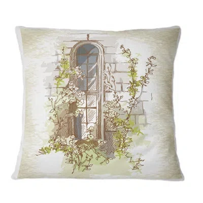 Design Art Vintage Old Europe View X - Vintage Printed Throw Pillow In Brown;green;brown;green