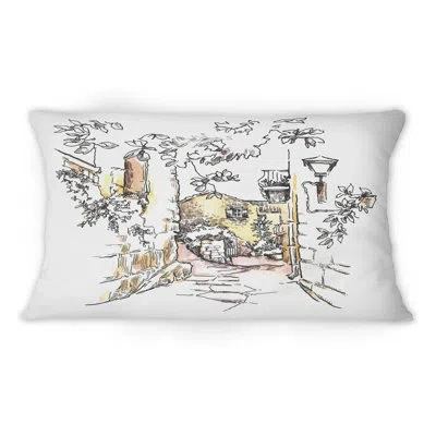 Design Art Vintage Old Europe View Xi -1 Vintage Printed Throw Pillow