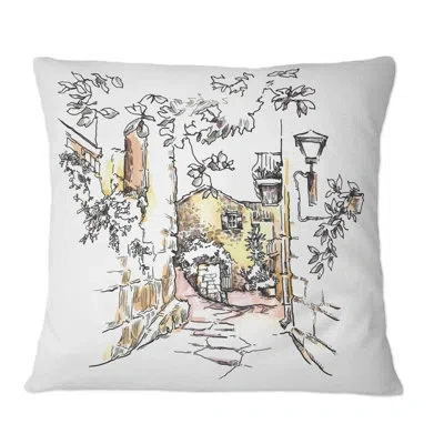 Design Art Vintage Old Europe View Xi - Vintage Printed Throw Pillow In Brown;green