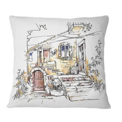 Design Art Vintage Old Europe View Xii - Vintage Printed Throw Pillow In Brown;green