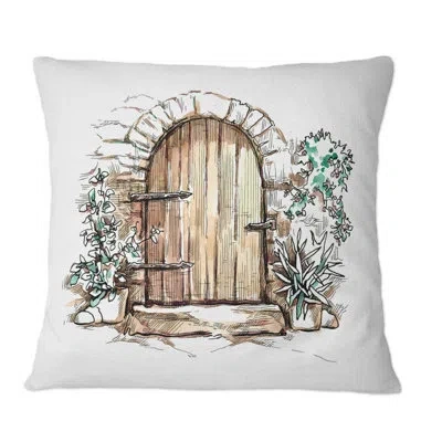 Design Art Vintage Old Europe View Xiii - Vintage Printed Throw Pillow In Brown;green