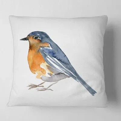 Design Art Vintage Orange Bird - Traditional Printed Throw Pillow