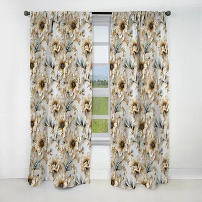 Design Art Vintage Ornamental Corners Victorian Pattern Iii - Damask Blackout Curtain - 1 Panels In Gold