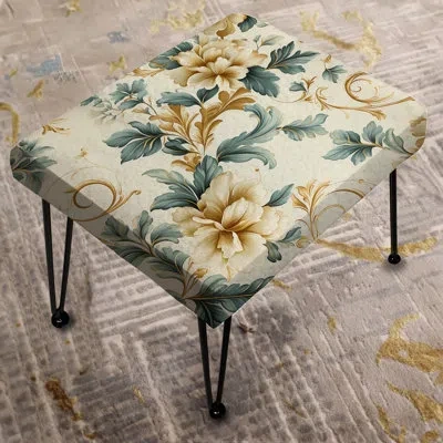 Design Art Vintage Ornamental Frames Victorian Pattern Iv - Damask Rectangle Ottoman In Gold