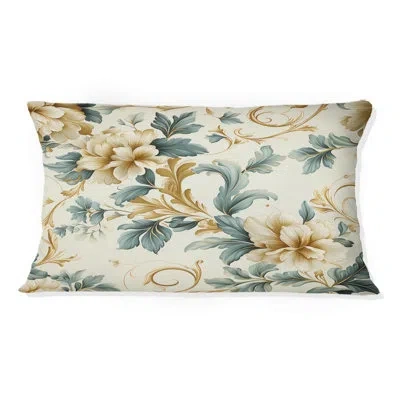 Design Art Vintage Ornamental Frames Victorian Pattern Iv - Floral Polyester Pillow In Gold