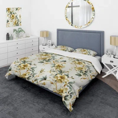 Design Art Vintage Ornamental Frames Victorian Pattern V - Damask Duvet Cover Set - Microfiber Polyester