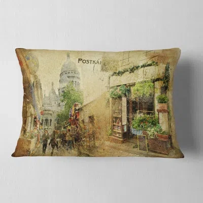 Design Art Vintage Parisian Cards - Cityscape Printed Throw Pillow