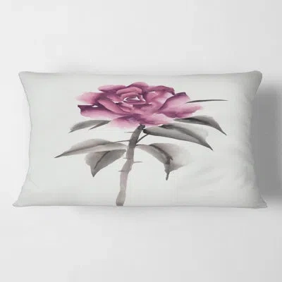 Design Art Vintage Pink Rose Flower - Traditional Printed Throw Pillow