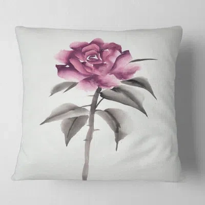 Design Art Vintage Pink Rose Flower - Traditional Printed Throw Pillow