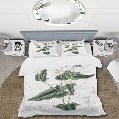 Design Art Vintage Plant Life Xxii - Traditional Duvet Cover Set - Microfiber Polyester In Green