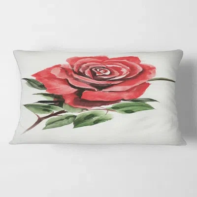 Design Art Vintage Red Rose Flower Iii - Traditional Printed Pillow