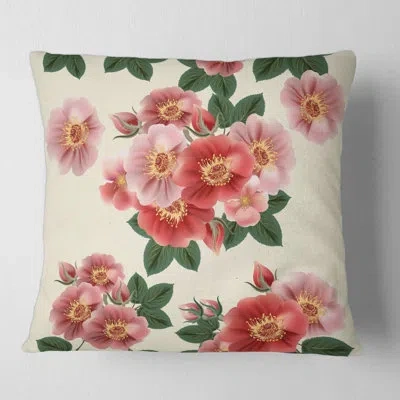 Design Art Vintage Red Roses - Traditional Printed Throw Pillow