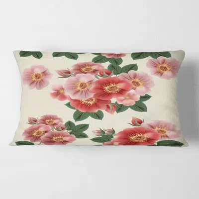 Design Art Vintage Red Roses - Traditional Printed Throw Pillow